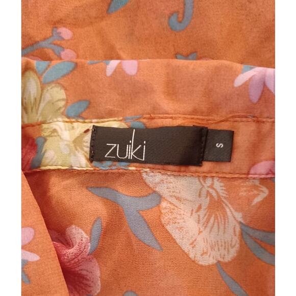 Zuiki Shirt Women's Small Sheer Floral Chiffon Colorful Phoebe Buffay 1990s Boho - Picture 2 of 8